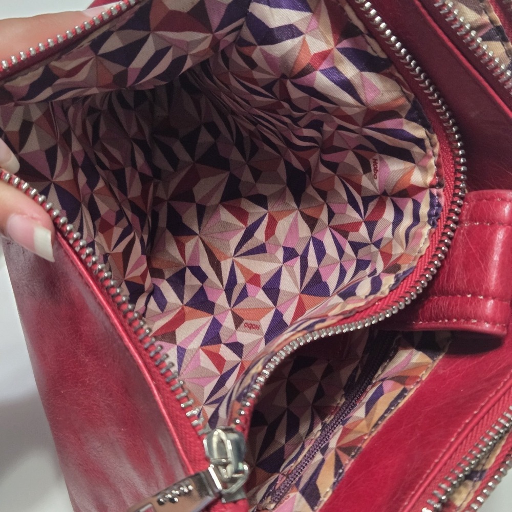 Hobo The Original Red Leather Crossbody Shoulder Bag Vintage Small Zipper Purse - Picture 8 of 14